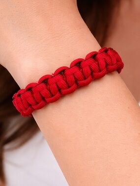 Handmade Paracord Braided Bracelet In Red | Pick Your Size